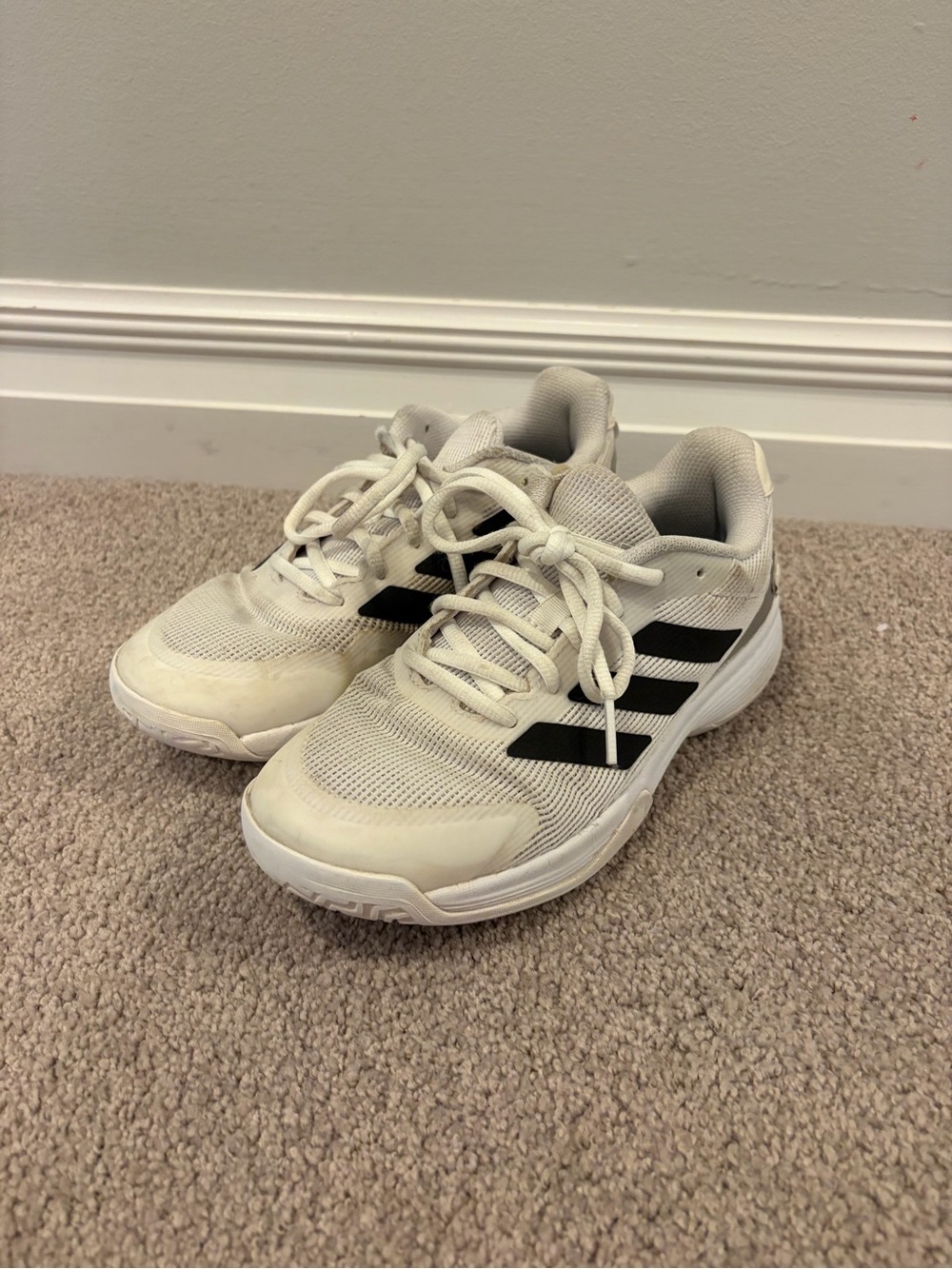 Kids Adidas Barricade Tennis Shoes, Black and White